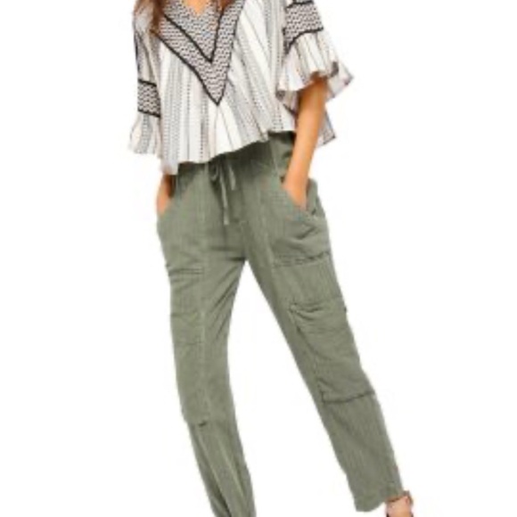 Free People Feeling Good Utility Pull-On Pants in the color Eden - Picture 1 of 10
